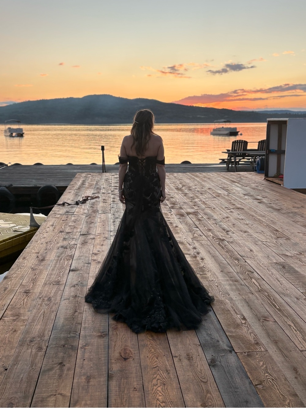 Black Off-Shoulder Mermaid Bridal or Evening Gown